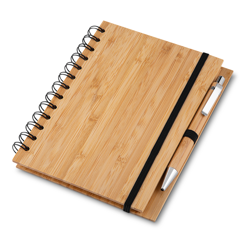 Caderno B6 Capa em Bambu com Caneta (18x13cm)