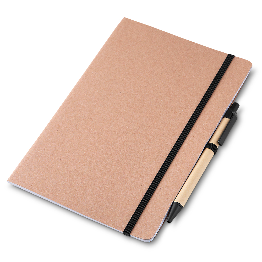 Caderno A5 Capa em Papel Kraft com Caneta — cor Preto