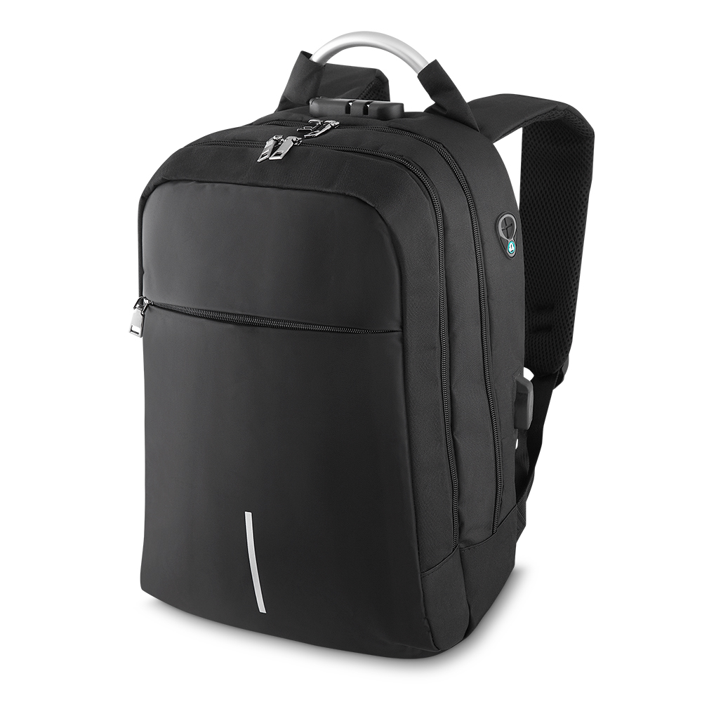 Mochila para Notebook em Poliéster e Pu — cor Preto