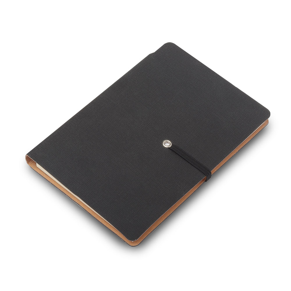 Mini Caderno A6 com Elástico — cor Preto