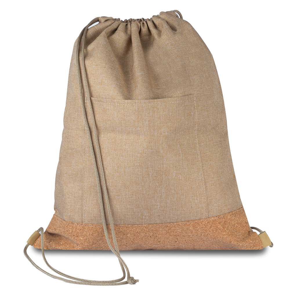 Sacola/mochila em Poliéster 600d e Cortiça (34x38cm)