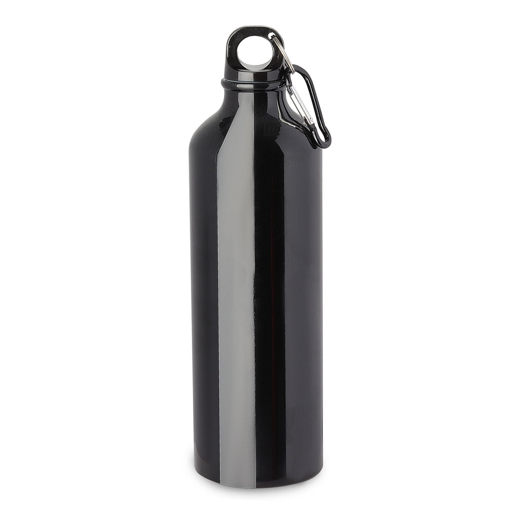 Garrafa em Alumínio com Mosquetão — cor Preto