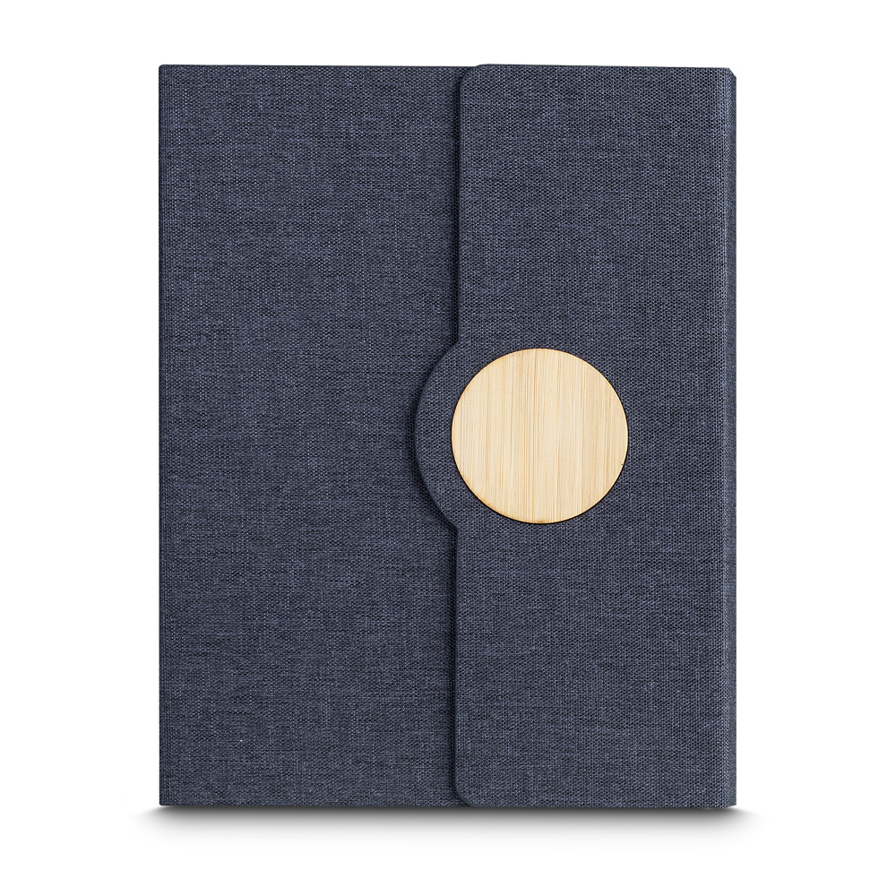 Caderno A5 Capa em Rpet e Detalhe em Bambu