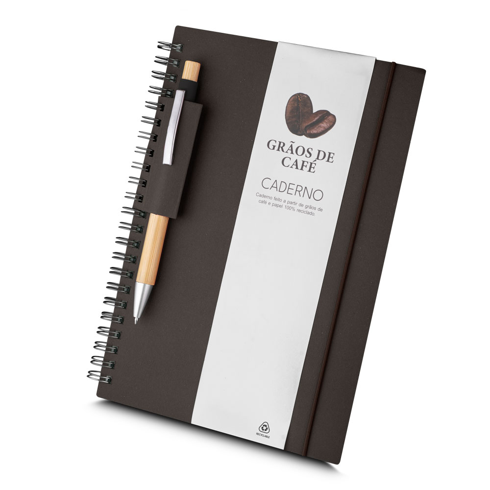 Caderno A5 Capa em Papel Reciclado — cor Café