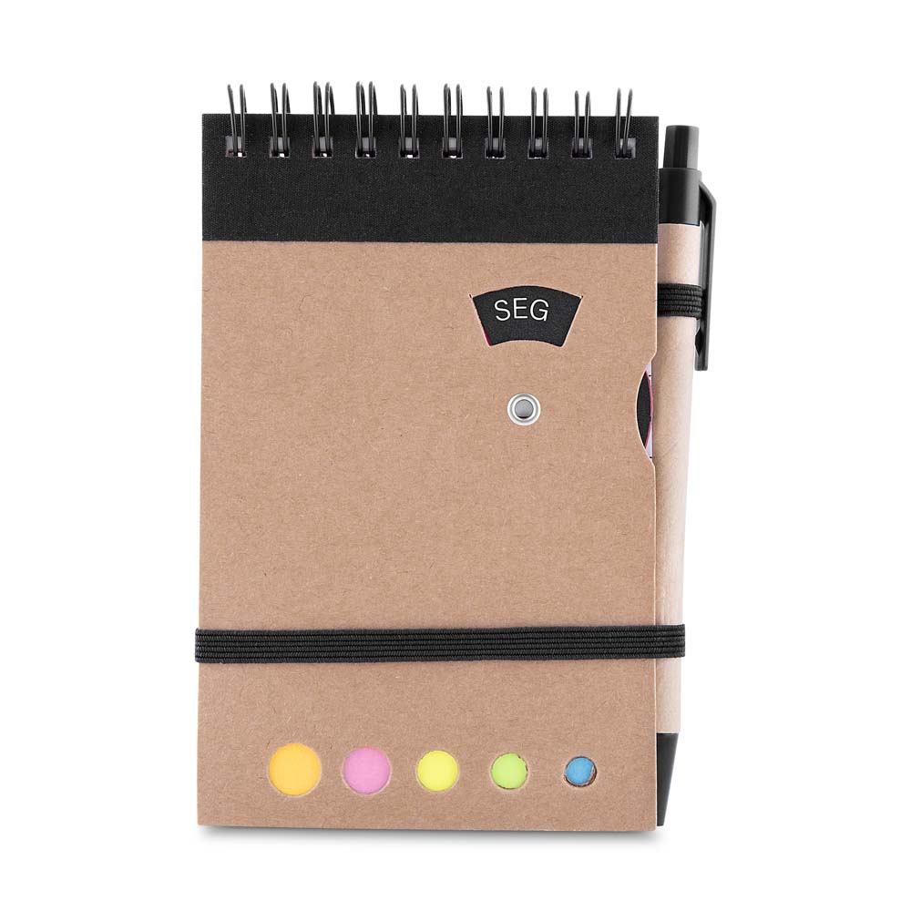 Mini Caderno A6 com Caneta — cor Preto