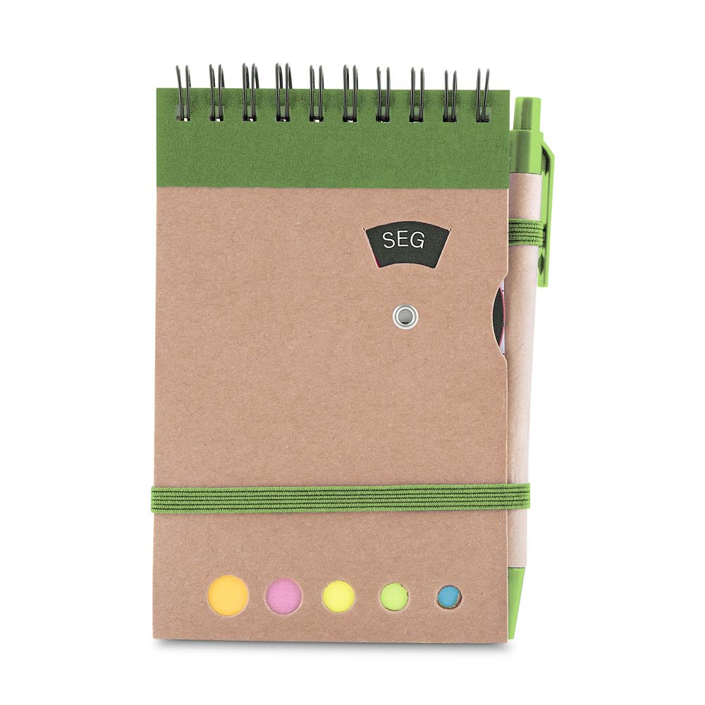 Mini Caderno A6 com Caneta — cor Verde