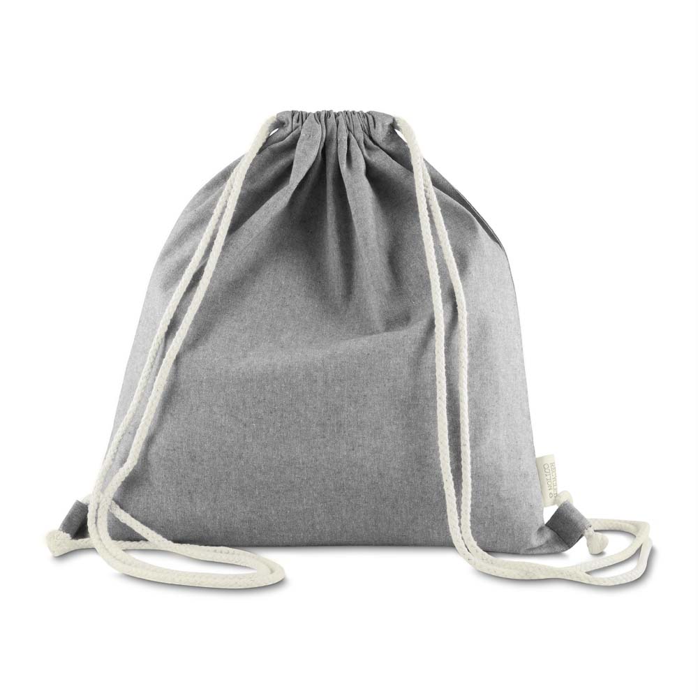 Sacola/mochila em Algodão Mescla Reciclado 140g/m² — cor Preto