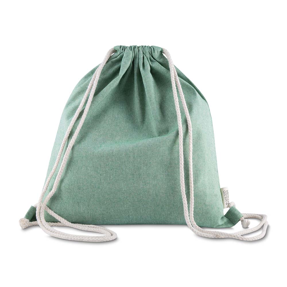 Sacola/mochila em Algodão Mescla Reciclado 140g/m² — cor Verde