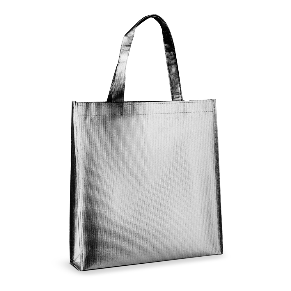Sacola em Tnt Laminado 90g/m² (34x35x8cm) — cor Prata
