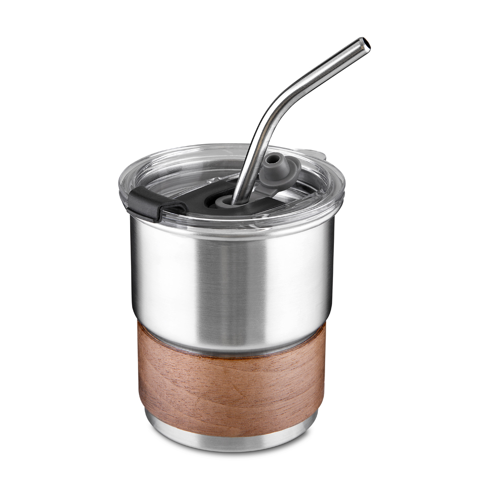 Copo em Inox com Canudo — cor Prata