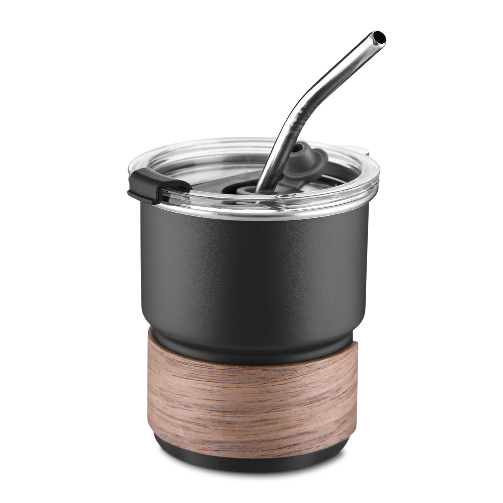 Copo em Inox com Canudo — cor Preto