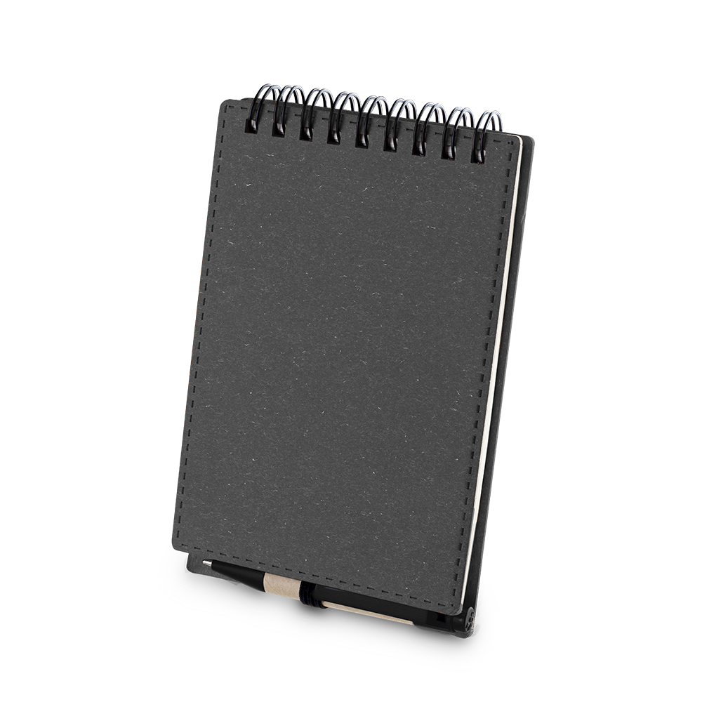 Mini Caderno A6 de Anotações com Caneta — cor Preto