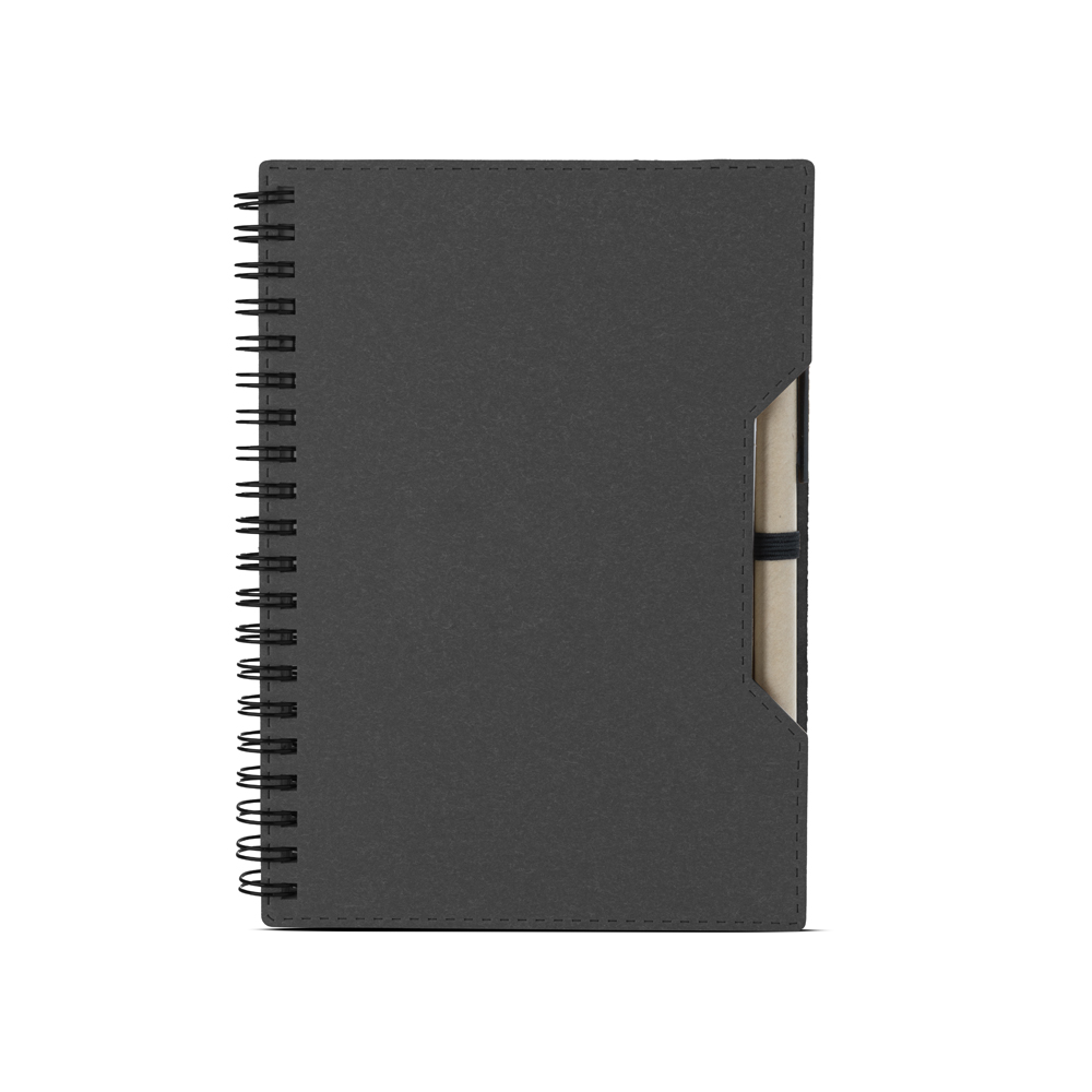 Caderno Capa em Papelão Reciclado com Caneta — cor Preto