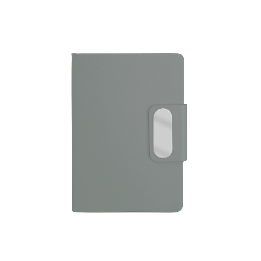 Caderno em Pu com Placa em Metal — cor Cinza