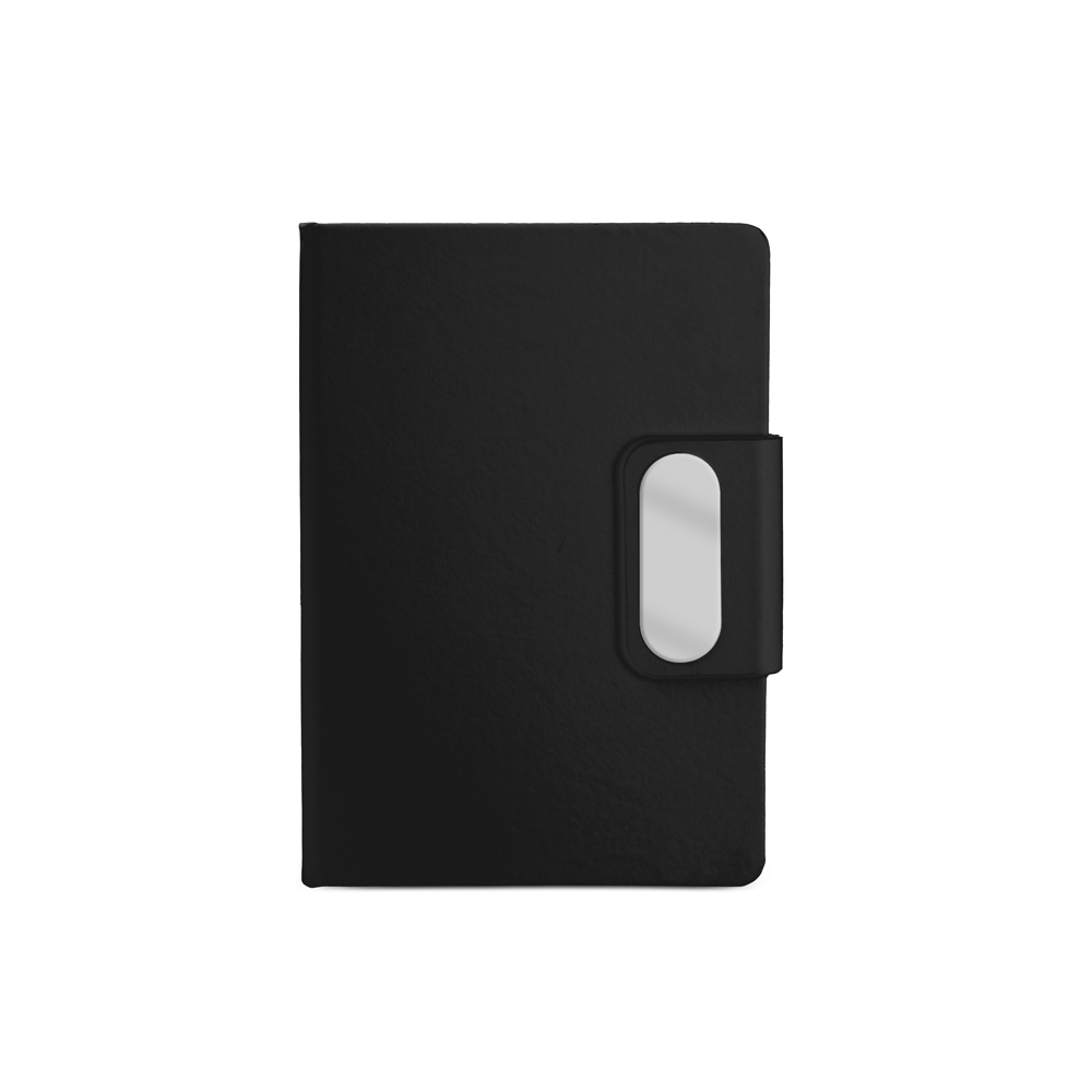 Caderno em Pu com Placa em Metal — cor Preto