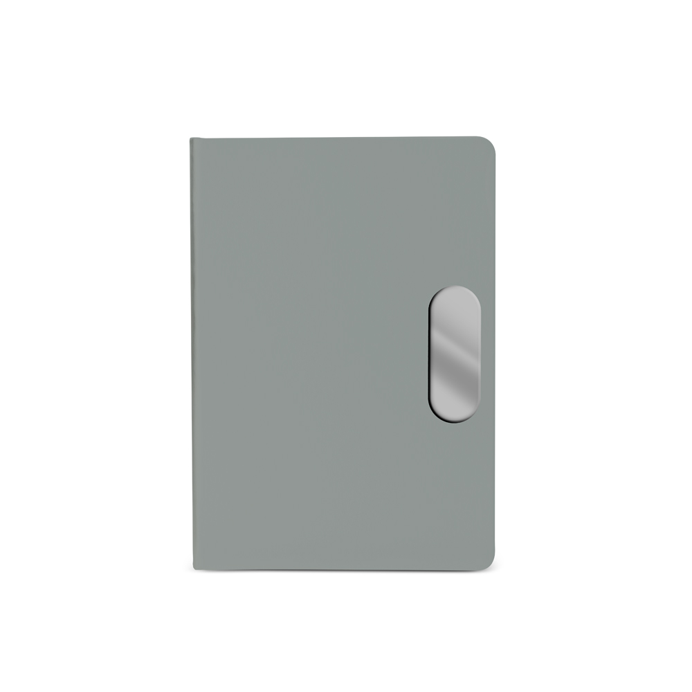 Caderno em Pu com Placa em Metal — cor Cinza