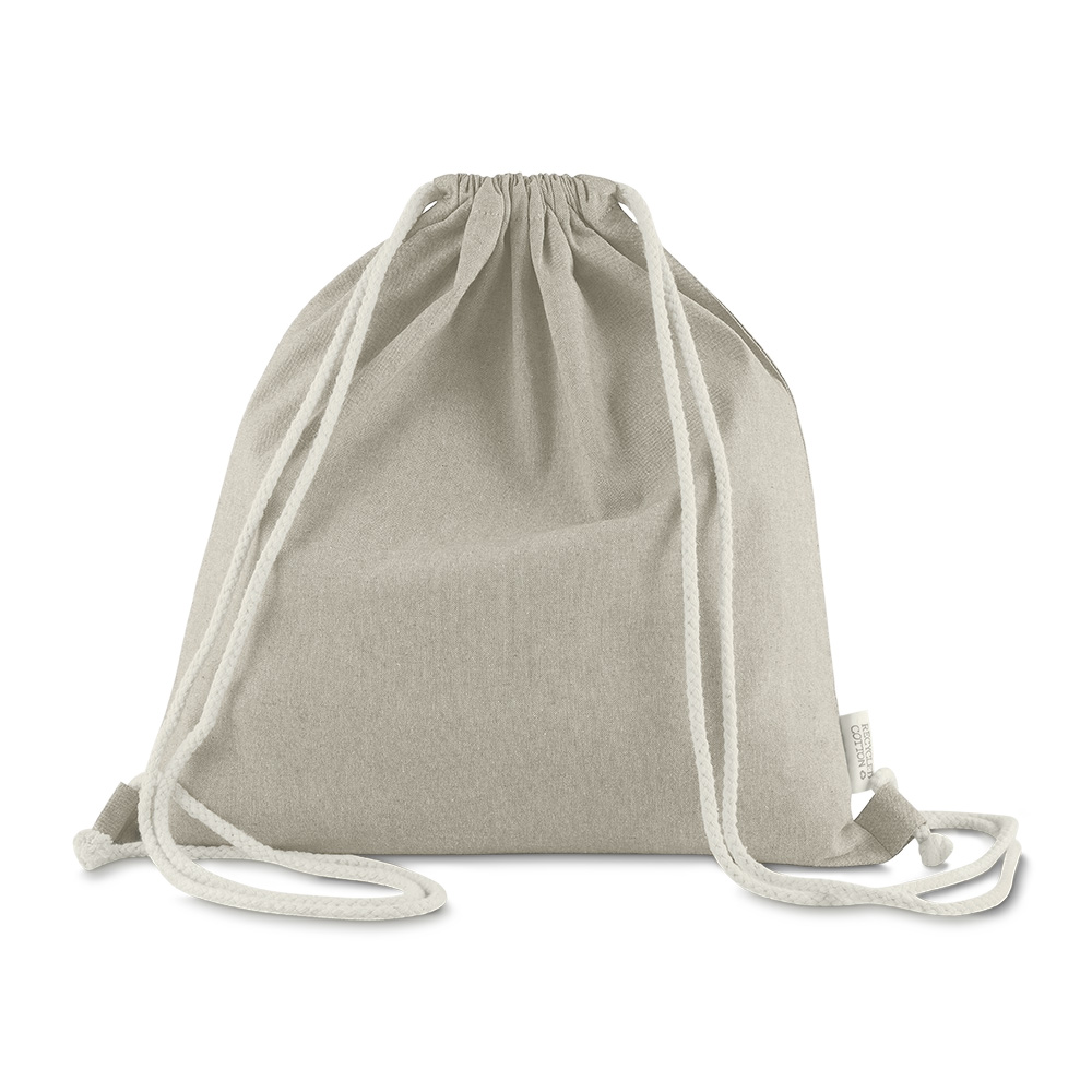 Sacola/mochila em Algodão Mescla Reciclado 140g/m² — cor Marrom