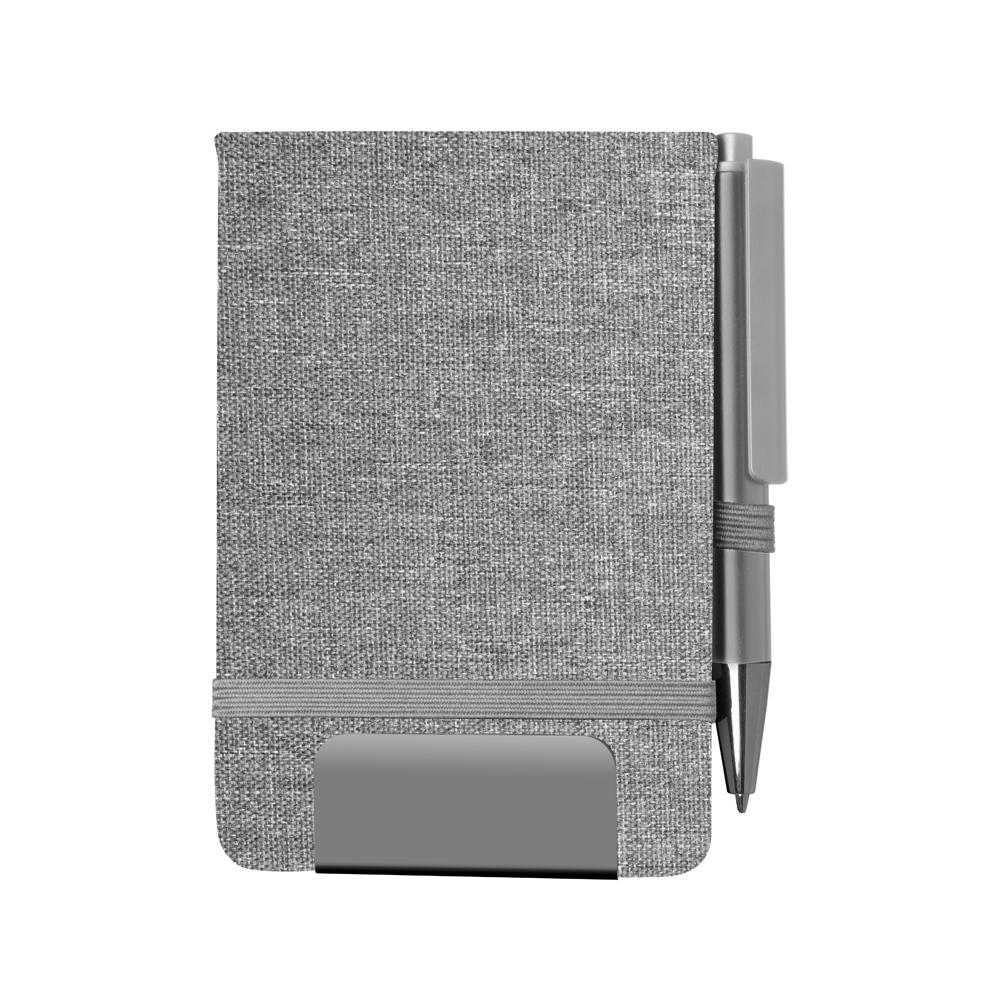 Mini Caderno A6 em Rpet com Caneta — cor Cinza